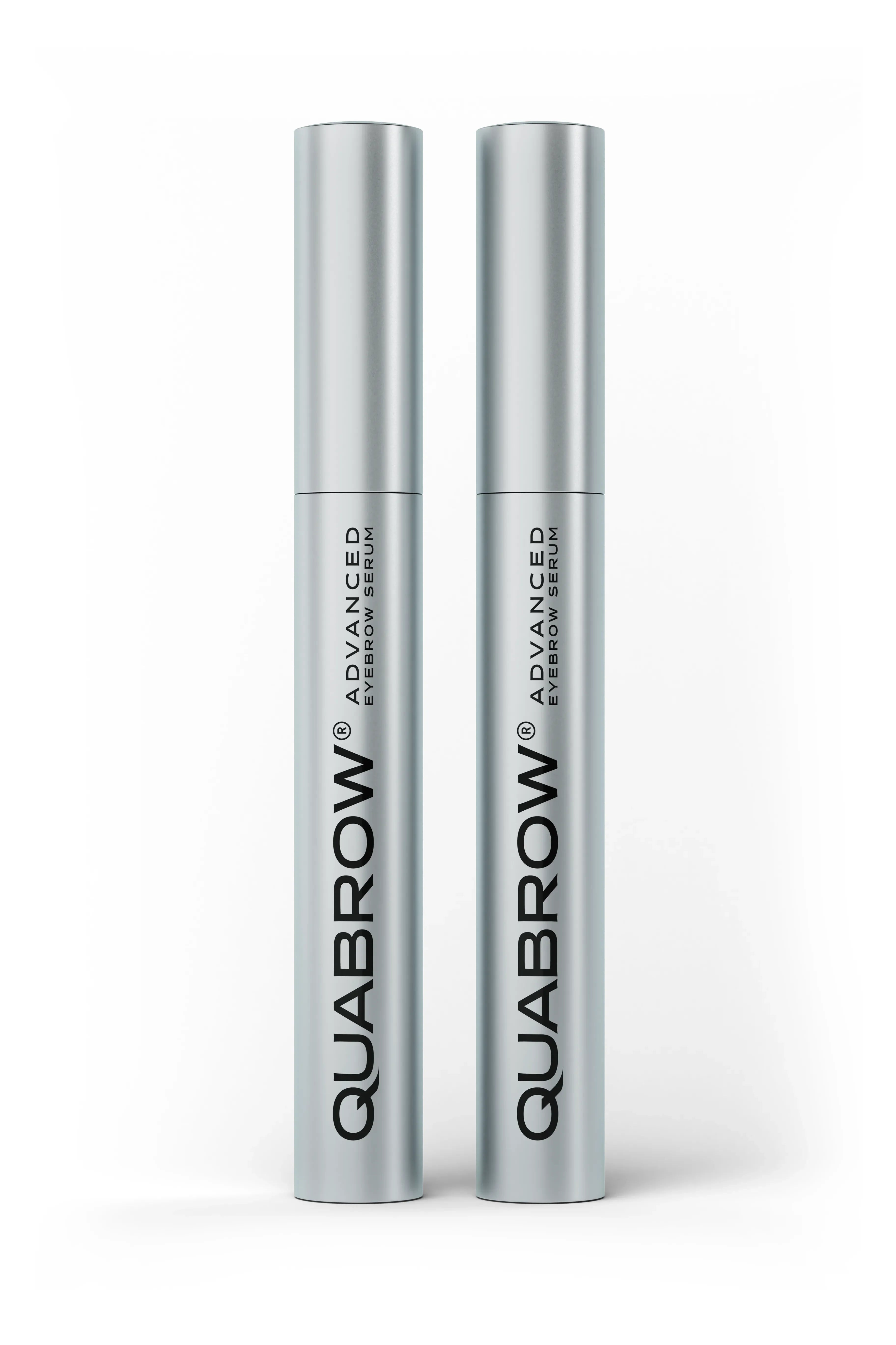 QUABROW Advanced Eyebrow Serum DUO SET 2x3.5 ml – two silver tubes on a white background