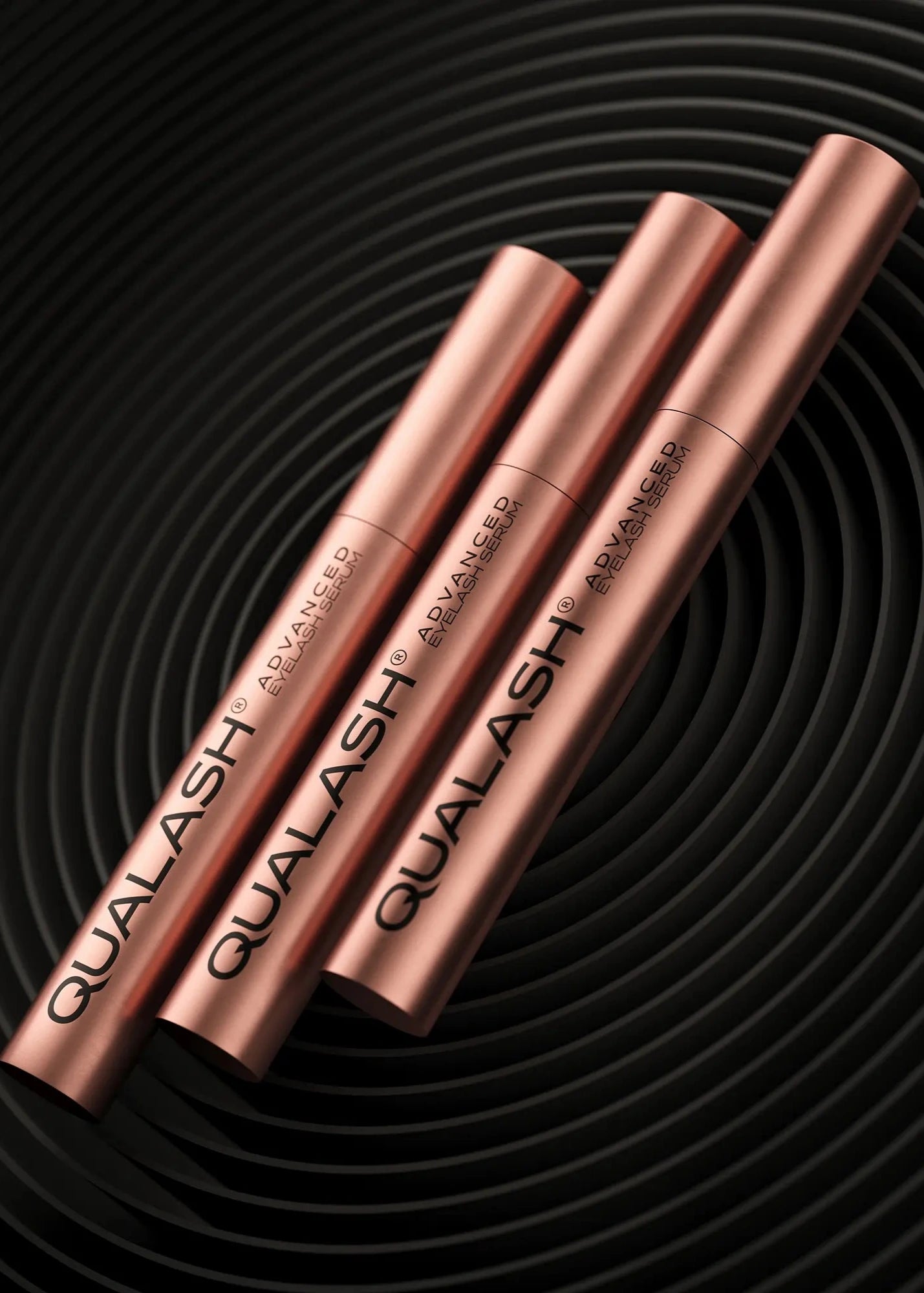 QUALASH Advanced Eyelash Serum trio set a black concentric