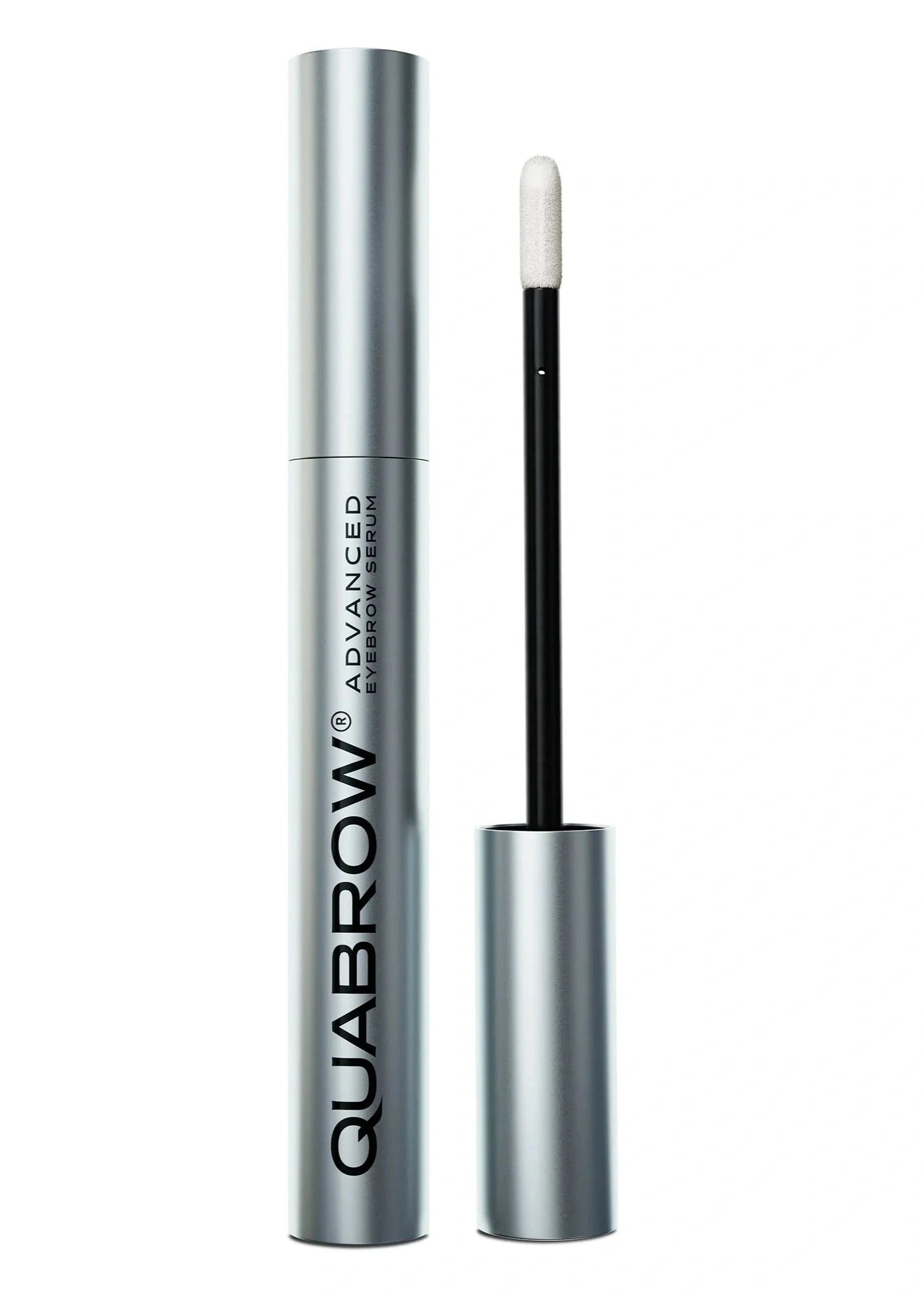 QUABROW Advanced Eyebrow Serum 3.5 ml isolated on a white background with open applicator